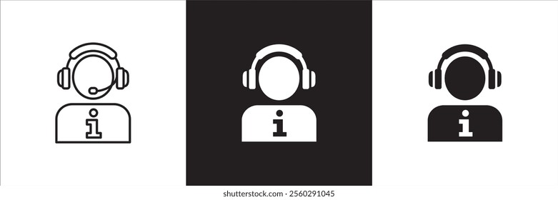 Customer service and support operator icon set. Online assistant administrator icon. Help center and information hot line staff or agent icons. Technical support contact. Vector stock illustration