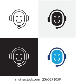 Customer service and support operator icon set. Online assistant administrator icon. Help center and information hot line staff or agent icons. Technical support contact . Vector stock illustration