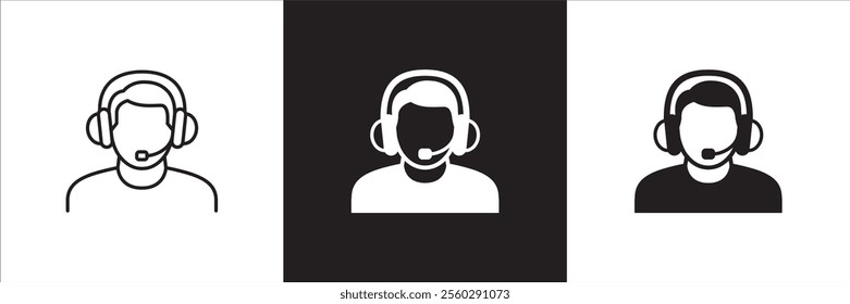 Customer service and support operator icon set. Online assistant administrator icon. Help center and information hot line staff or agent icons. Technical support contact. Vector stock illustration