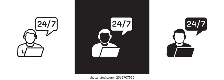Customer service and support operator icon set. Online assistant administrator icon. Help center and information hot line staff or agent icons. Technical support contact. Vector stock illustration