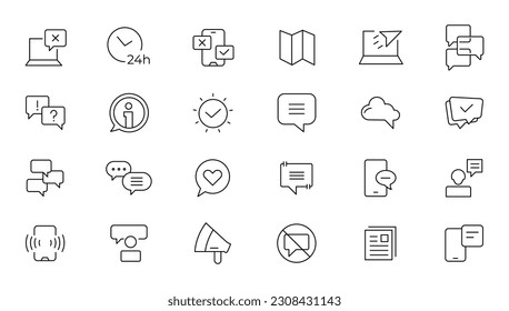 Customer Service and Support - Outline Icon Collection. Thin Line Set contains such Icons as Online Help, Helpdesk, Quick Response, Feedback and more. Simple web icons set