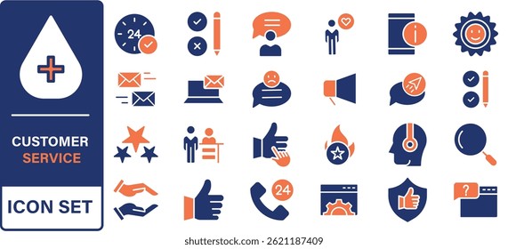 Customer Service and Support - Outline Icon Collection. Thin Line Set contains such Icons as Online Help, Helpdesk, Quick Response, Feedback and more. Simple web icons set 