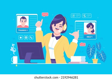 customer service support page concept illustration