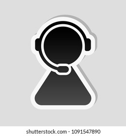 customer service. support service. simple icon. Sticker style with white border and simple shadow on gray background