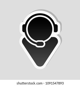 customer service. support service. simple icon. Sticker style with white border and simple shadow on gray background