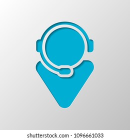 customer service. support service. simple icon. Paper design. Cutted symbol with shadow