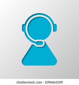 customer service. support service. simple icon. Paper design. Cutted symbol with shadow