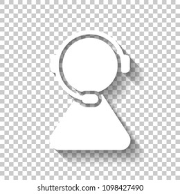 customer service. support service. simple icon. White icon with shadow on transparent background