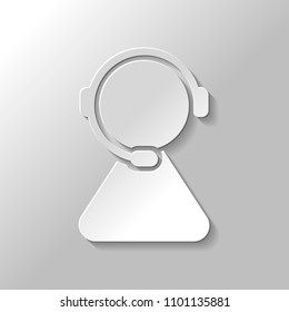 customer service. support service. simple icon. Paper style with shadow on gray background