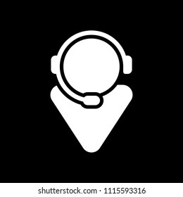 customer service. support service. simple icon. White icon on black background. Inversion