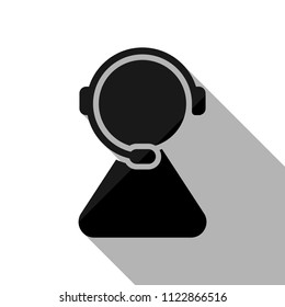 customer service. support service. simple icon. Black object with long shadow on white background