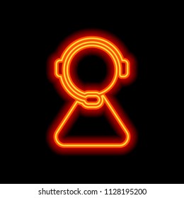 customer service. support service. simple icon. Orange neon style on black background. Light icon