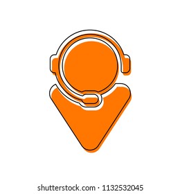 customer service. support service. simple icon. Isolated icon consisting of black thin contour and orange moved filling on different layers. White background