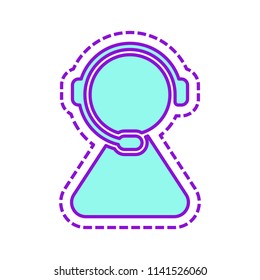 customer service. support service. simple icon. Colored sketch with dotted border on white background
