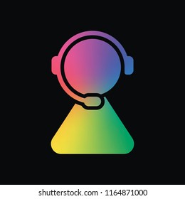 customer service. support service. simple icon. Rainbow color and dark background
