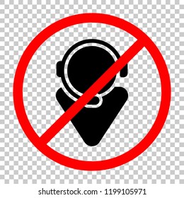 customer service. support service. simple icon. Not allowed, black object in red warning sign with transparent background
