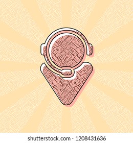 customer service. support service. simple icon. Vintage retro typography with offset printing effect. Dots poster with comics pop art background