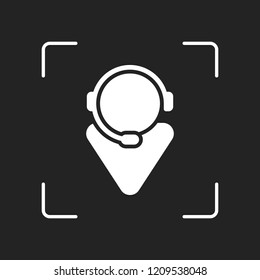 customer service. support service. simple icon. White object in camera autofocus on dark background