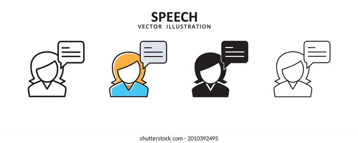 servicio de atención al cliente centro de ayuda de llamadas icono ilustración vector diseño plano simple. símbolo de chat de burbuja femenina