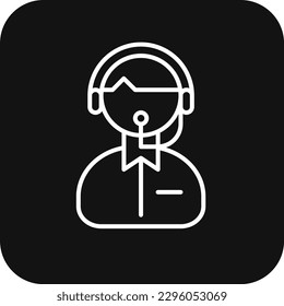 Customer service Teamwork and Management icon with black filled line style. help, center, online, person, communication, information, assistant. Vector illustration