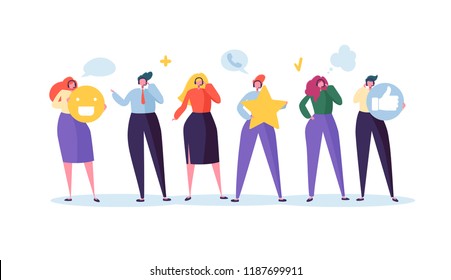 Customer Service Technical Support 24h Concept. Operator Online Characters Talking with Clients by Headset. Helpline Center. Vector illustration