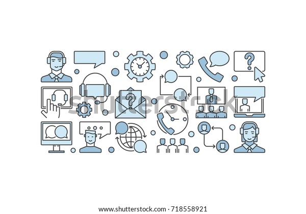 Customer Service Technical Support Blue Vector Stock Vector