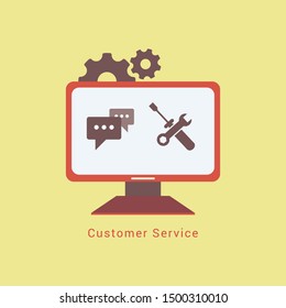 Customer service, technical support, call center. Vector illustration, flat design