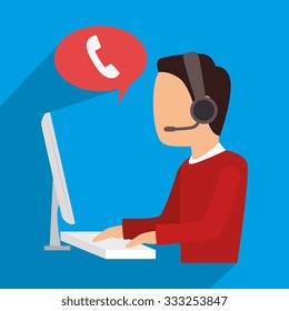 Customer service and technical support graphic design, vector illustration