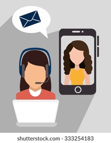 Customer service and technical support graphic design, vector illustration