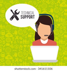 Customer service and technical support graphic design, vector illustration 