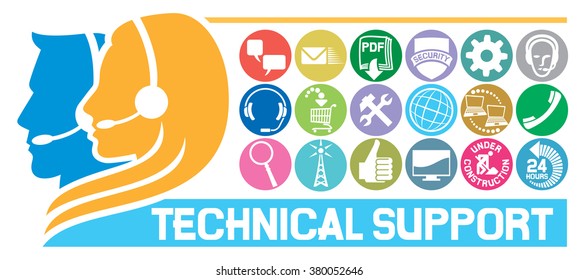 customer service and technical support icons set 