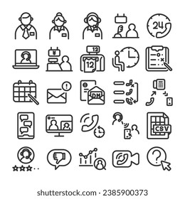 Customer service, Tele service, Online customer service, Tele appointment, and Customer management icon set