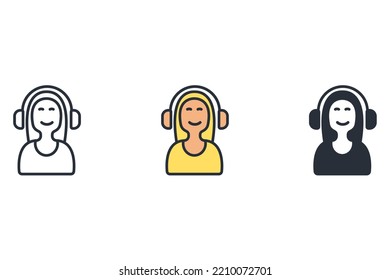 Iconos de línea delgada del Servicio al cliente. Ilustración vectorial aislada en blanco. Trazo editable.
