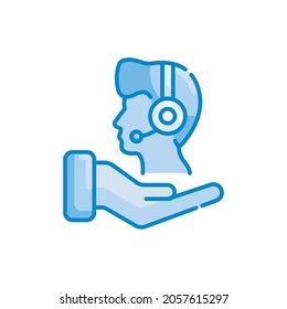 Customer Service vector blue colour icon style illustration. EPS 10 file