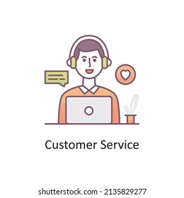 Customer Service vector Filled Outline Icon Design illustration. Logistics And Supply Chain Management Symbol on White background EPS 10 File