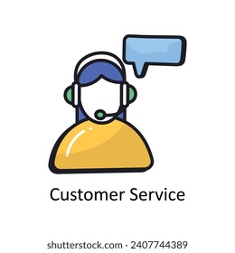 Customer Service vector filled outline doodle Design illustration. Symbol on White background EPS 10 File 