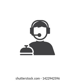 Customer service vector icon. Call Center operator filled flat sign for mobile concept and web design. Man with headphones glyph icon. Symbol, logo illustration. Vector graphics