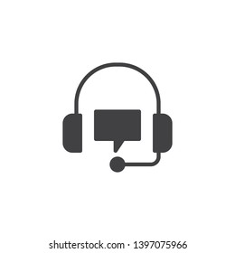 Customer service vector icon. filled flat sign for mobile concept and web design. Headphones speech bubble glyph icon. Symbol, logo illustration. Pixel perfect vector graphics