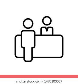 Customer service vector icon, registration desk symbol. Simple, flat design for web or mobile app