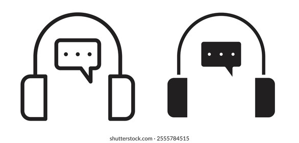 Customer service vector icon set in black color.