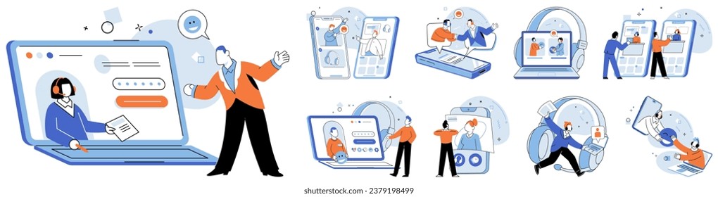 Customer service. Vector illustration. Building strong relationships with clients is essential in customer service The companys corporate values prioritize exceptional customer service Digital