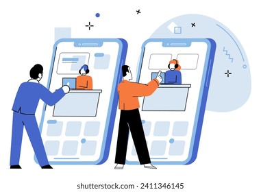 Customer service. Vector illustration. The customer service concept revolves around meeting needs clients The customer service team is dedicated to assisting and supporting customers Providing