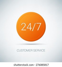 Customer service vector illustration. Orange logo. Online consultation