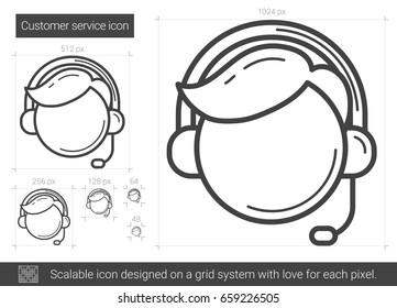 Icono de línea vectorial de servicio al cliente aislado en fondo blanco. Icono de línea de servicio al cliente para infografía, sitio web o aplicación. Icono escalable diseñado en un sistema de cuadrícula.