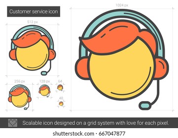 Icono de línea vectorial de servicio al cliente aislado en fondo blanco. Icono de línea de servicio al cliente para infografía, sitio web o aplicación. Icono escalable diseñado en un sistema de cuadrícula.