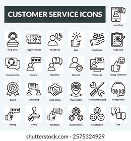 customer service vector line set icon