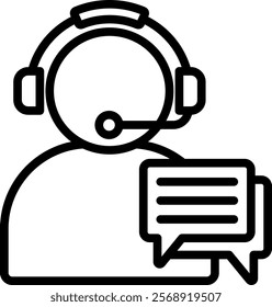 Customer Service Vector Lineal Icon On White Background.