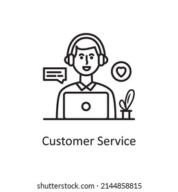 Ilustración de diseño de iconos de esquema del vector de servicio al cliente. Símbolo de gestión de logística y cadena de suministro en el archivo EPS 10 de fondo blanco