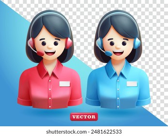 Customer service woman, 3d vector. Suitable for business, customer service and design elements