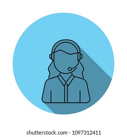 Customer Service woman avatar icon. Elements of avatar in flat blue colored icon. Premium quality graphic design icon. Simple icon for websites, web design, mobile app on white background